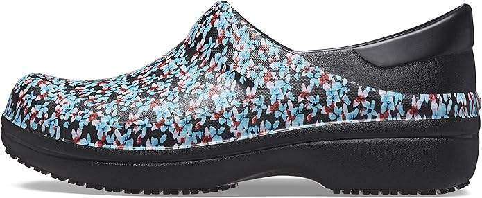 Crocs Для Праці Унісекс Чорні Квіти Neria Pro II Clog Non-Slip Work Shoes Black Ice Blue — фото 8