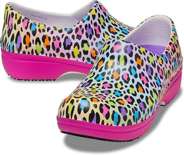 Crocs Для Праці Жіночі Леопард Прінт Women's Neria Pro Ii Clogs, Slip Resistant Work Shoes