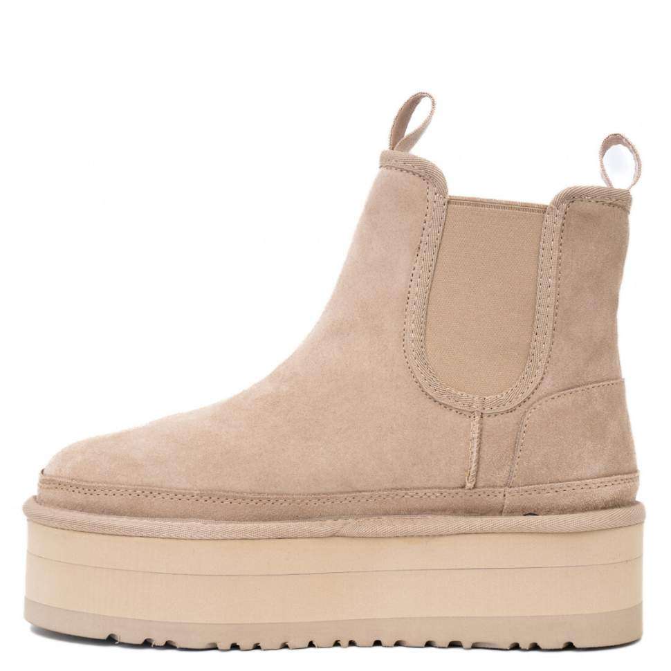 Жіночі UGG Платформа Ньюмел Чоботи Замша з Пасками Neumel Chelsea Platform Beige — фото 2