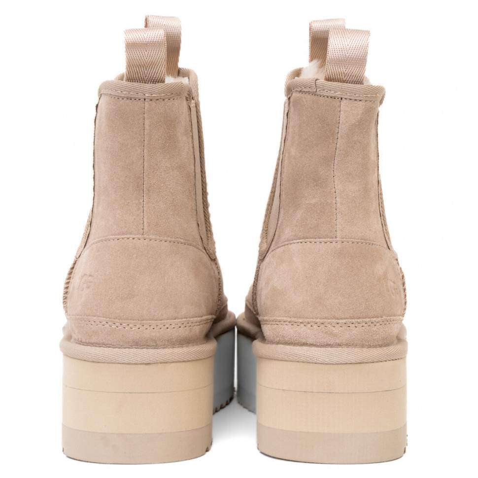 Жіночі UGG Платформа Ньюмел Чоботи Замша з Пасками Neumel Chelsea Platform Beige — фото 4