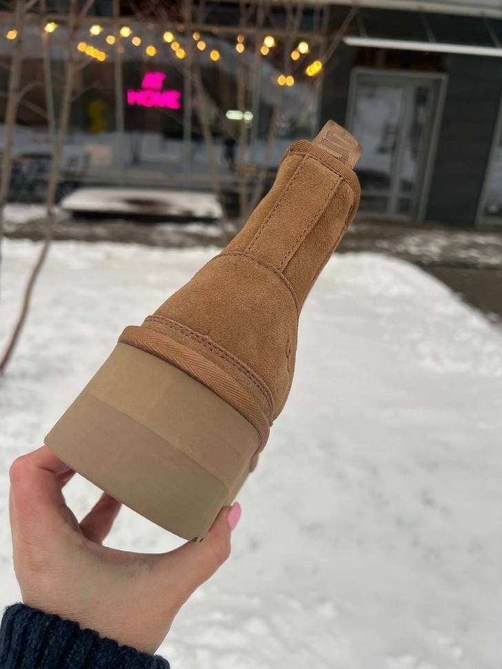 Жіночі UGG Платформа Ньюмел Чоботи Помаранчеві Замша з Пасками Neumel Chelsea Chestnut Platform — фото 11