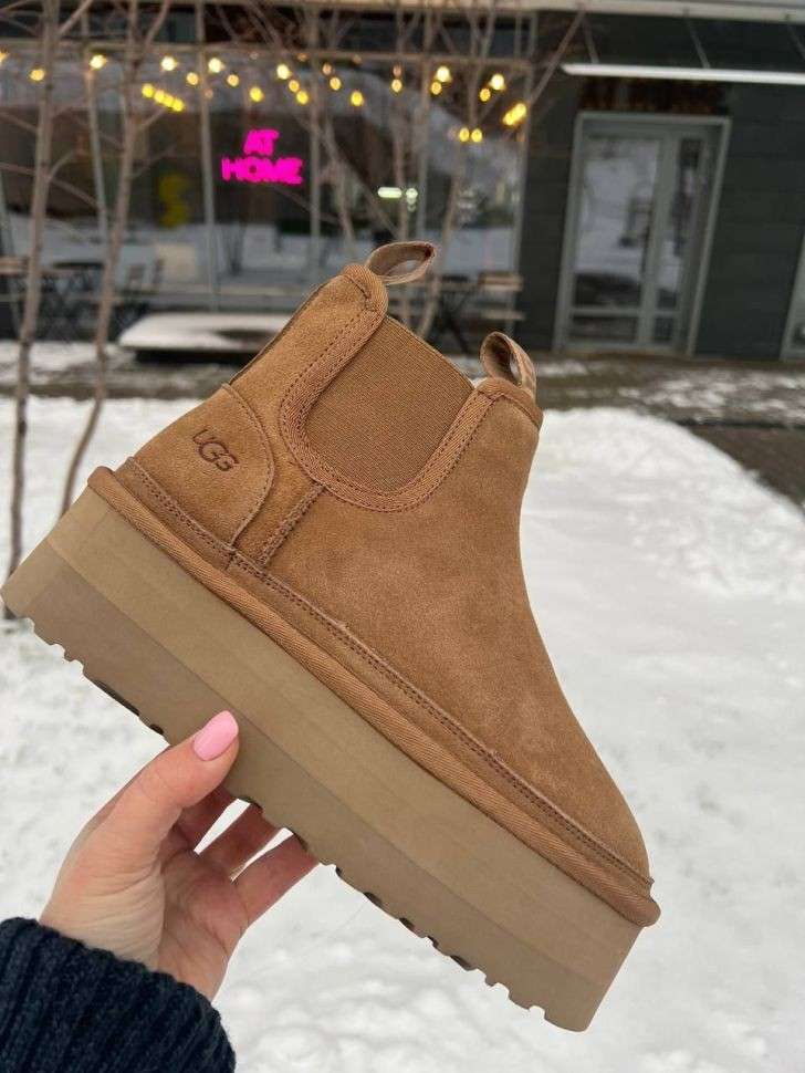 Жіночі UGG Платформа Ньюмел Чоботи Помаранчеві Замша з Пасками Neumel Chelsea Chestnut Platform — фото 7