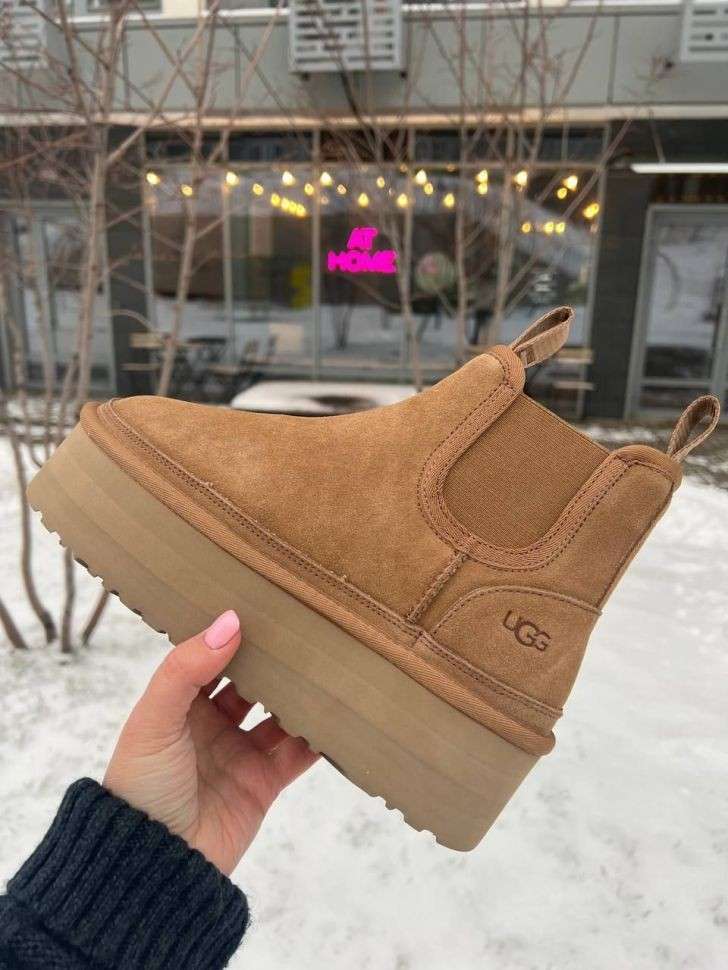 Жіночі UGG Платформа Ньюмел Чоботи Помаранчеві Замша з Пасками Neumel Chelsea Chestnut Platform — фото 8