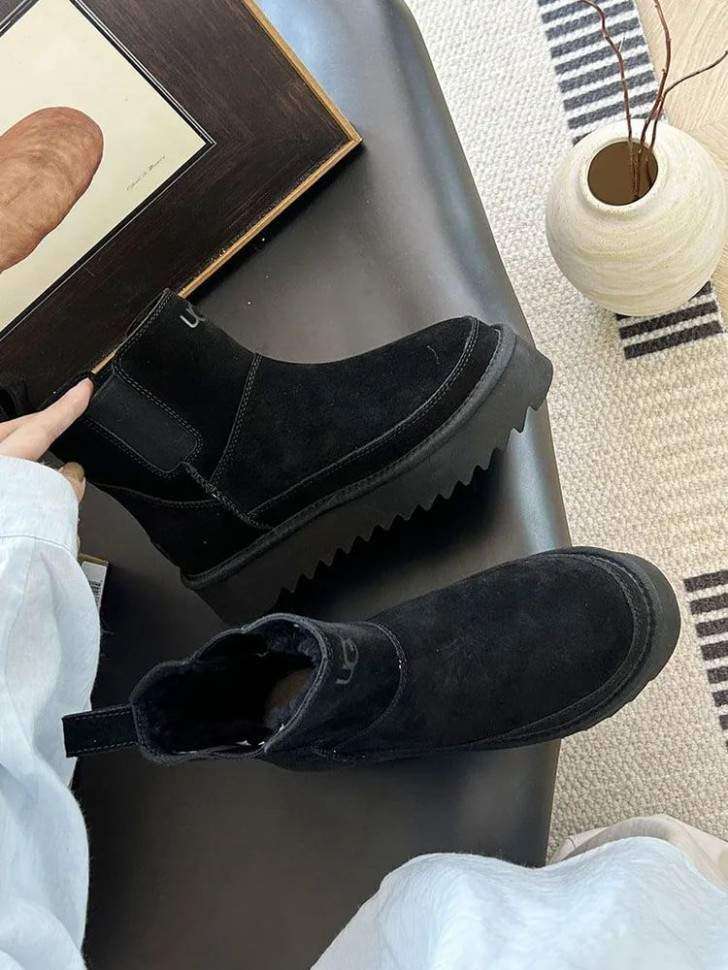 Жіночі UGG Челсі Платформа Чорні Замша Міні Chelsea Platform Tractor Black — фото 9