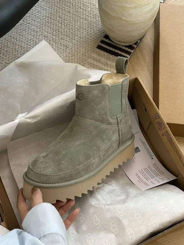 Жіночі UGG Челсі Платформа Зелені Замша Міні Chelsea Platform Tractor Green — фото 8