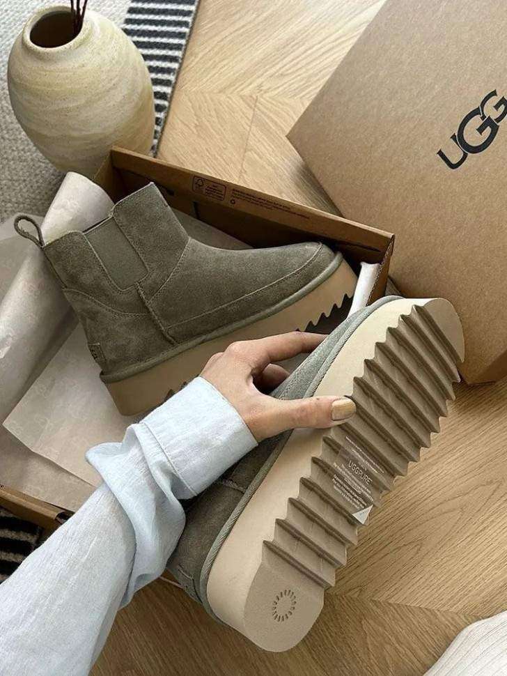 Жіночі UGG Челсі Платформа Зелені Замша Міні Chelsea Platform Tractor Green — фото 10