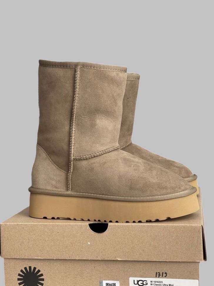 Жіночі UGG Платформа Шот Хакі Short Platform Khaki — фото 2