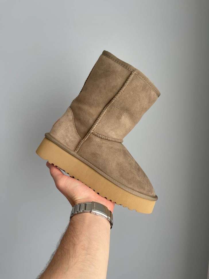 Жіночі UGG Платформа Шот Хакі Short Platform Khaki — фото 5