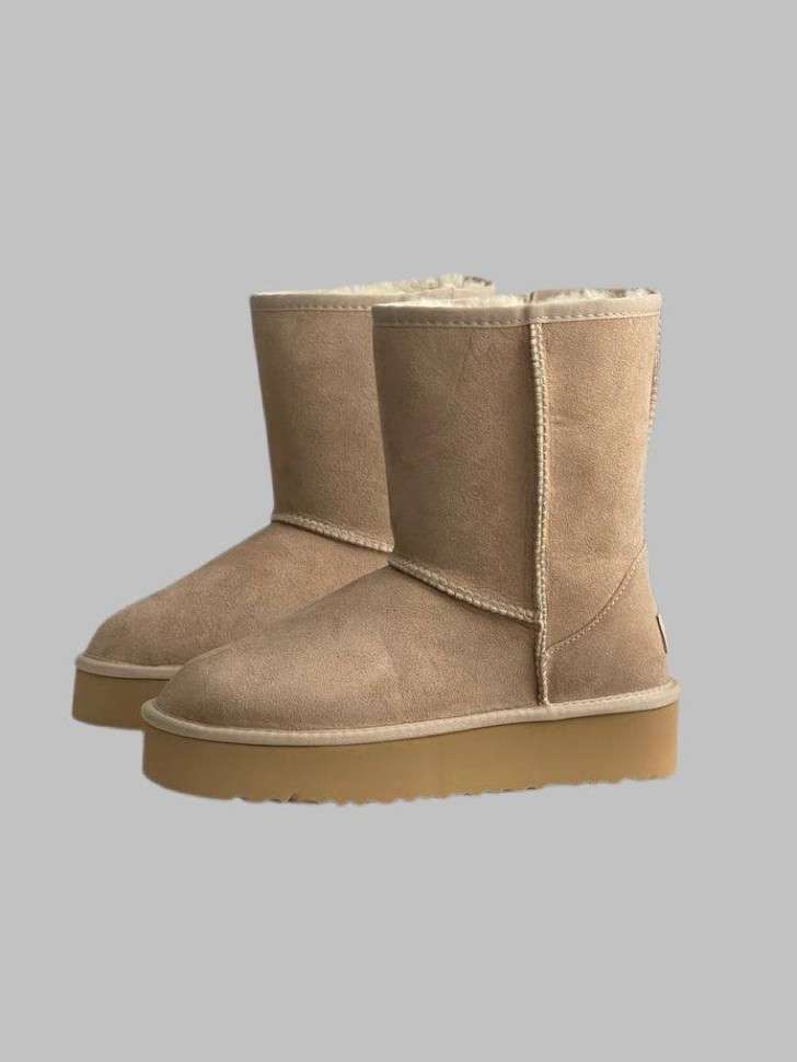 Жіночі UGG Платформа Шот Бежеві Short Platform Beige — фото 4