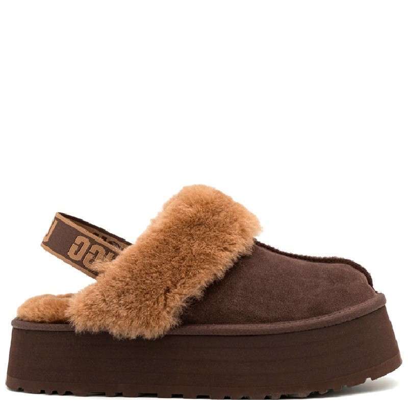 Жіночі UGG Сандалі Платформа Темно Коричневі Замша Funkette Slippers Platform Chocolate