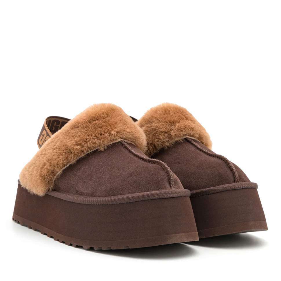 Жіночі UGG Сандалі Платформа Темно Коричневі Замша Funkette Slippers Platform Chocolate — фото 2