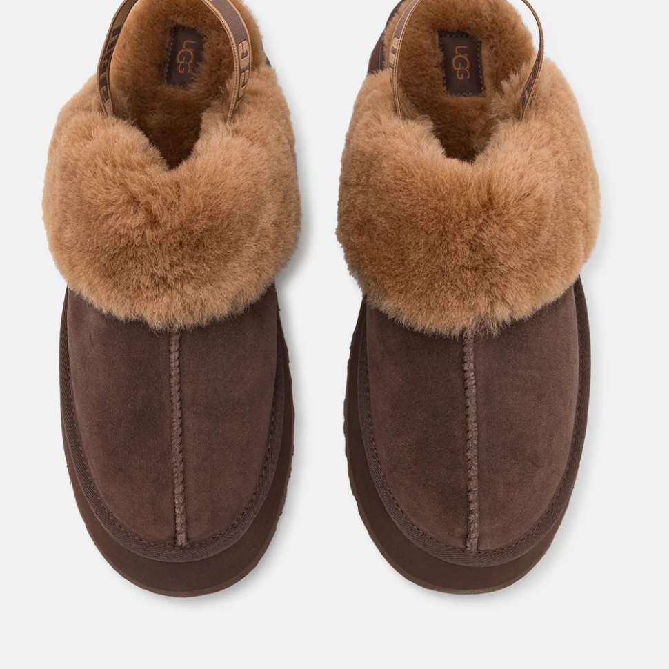 Жіночі UGG Сандалі Платформа Темно Коричневі Замша Funkette Slippers Platform Chocolate — фото 4