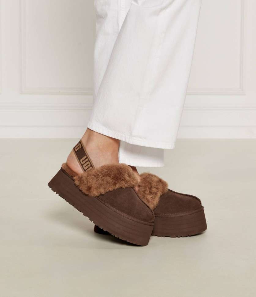 Жіночі UGG Сандалі Платформа Темно Коричневі Замша Funkette Slippers Platform Chocolate — фото 6