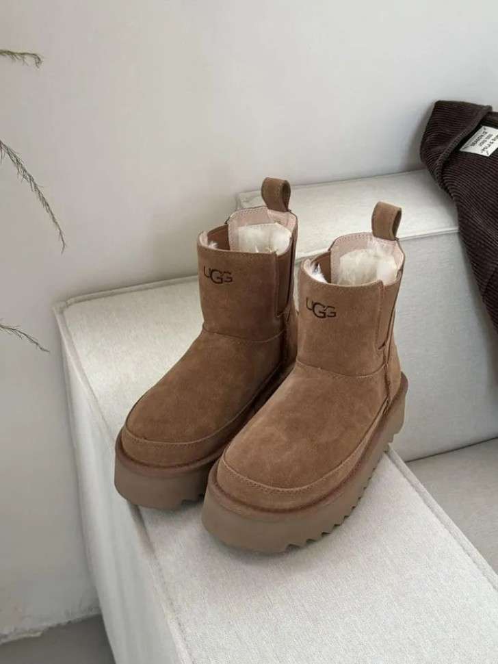 Жіночі UGG Челсі Платформа Коричневі Замша Міні Chelsea Platform Tractor Chestnut — фото 12