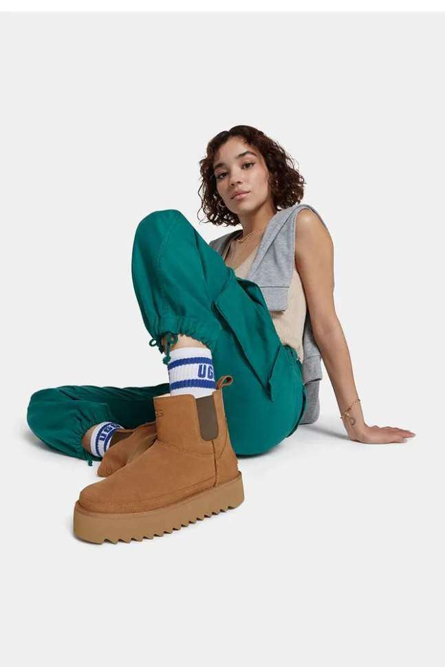 Жіночі UGG Челсі Платформа Коричневі Замша Міні Chelsea Platform Tractor Chestnut — фото 7