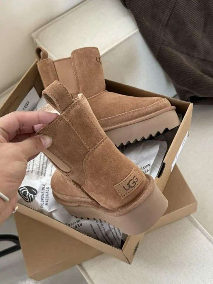 Жіночі UGG Челсі Платформа Коричневі Замша Міні Chelsea Platform Tractor Chestnut — фото 9