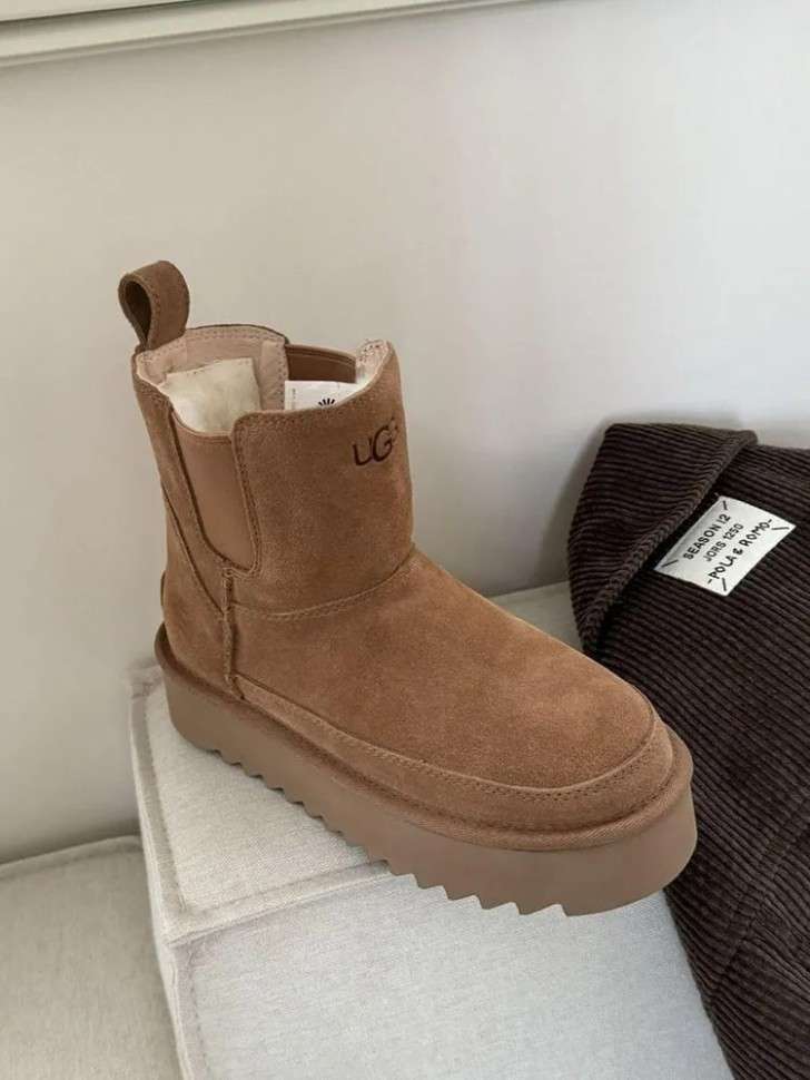 Жіночі UGG Челсі Платформа Коричневі Замша Міні Chelsea Platform Tractor Chestnut — фото 10