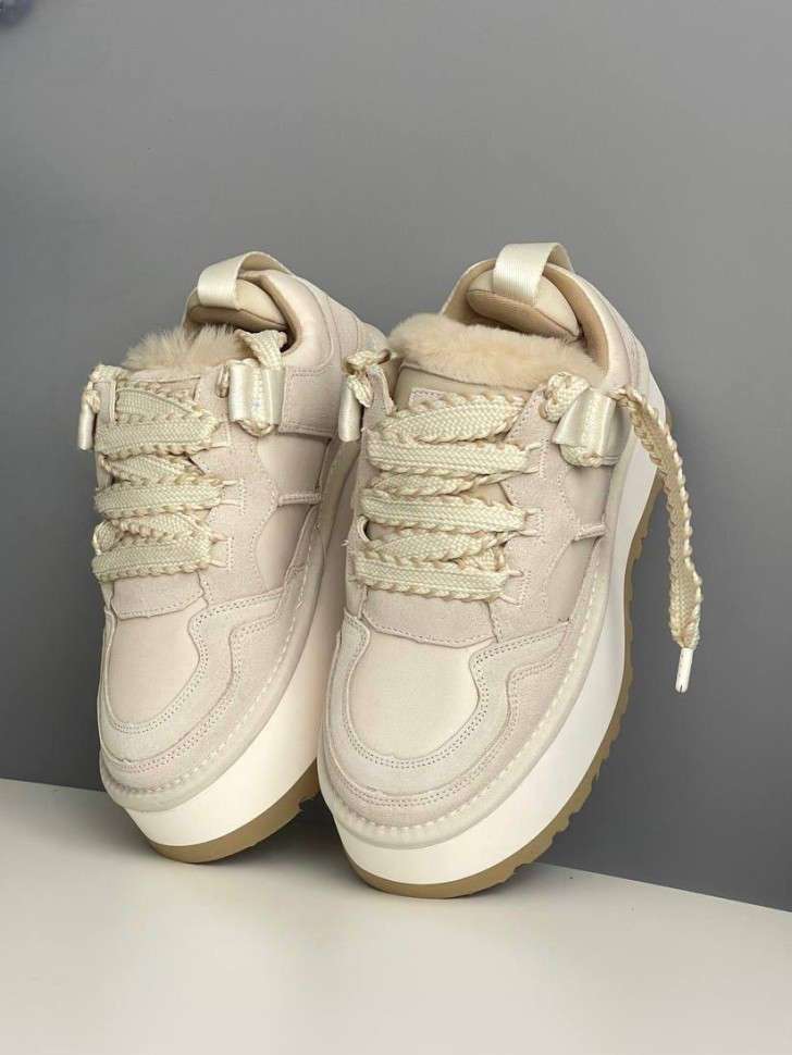Жіночі UGG Астромел Кросівки Зимові Замшеві Світло Сірі Astromel Jasmine FUR Light Grey (Хутро) — фото 5