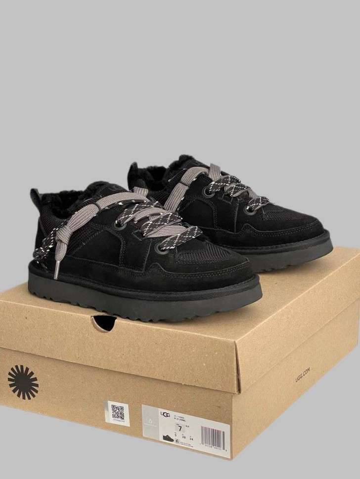 Жіночі UGG Низькі Кросівки Зимові Замшеві Чорні Lo Lowmel Black — фото 4