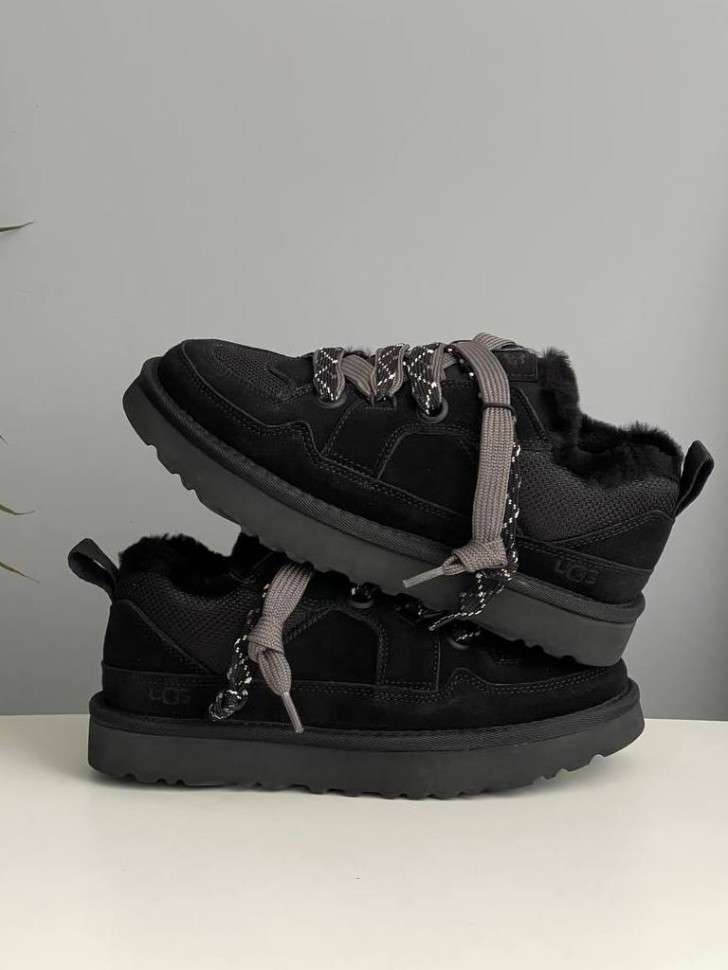 Жіночі UGG Низькі Кросівки Зимові Замшеві Чорні Lo Lowmel Black — фото 5