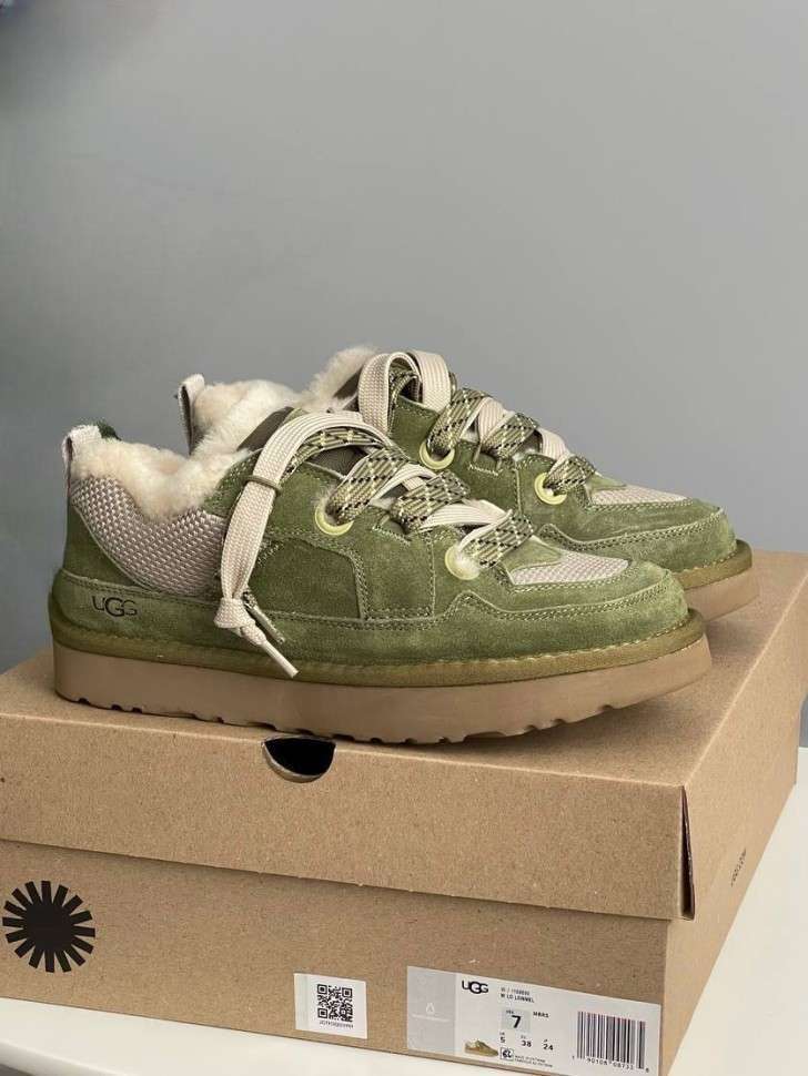 Жіночі UGG Низькі Кросівки Зимові Замшеві Зелені Lo Lowmel Muted Brass — фото 2