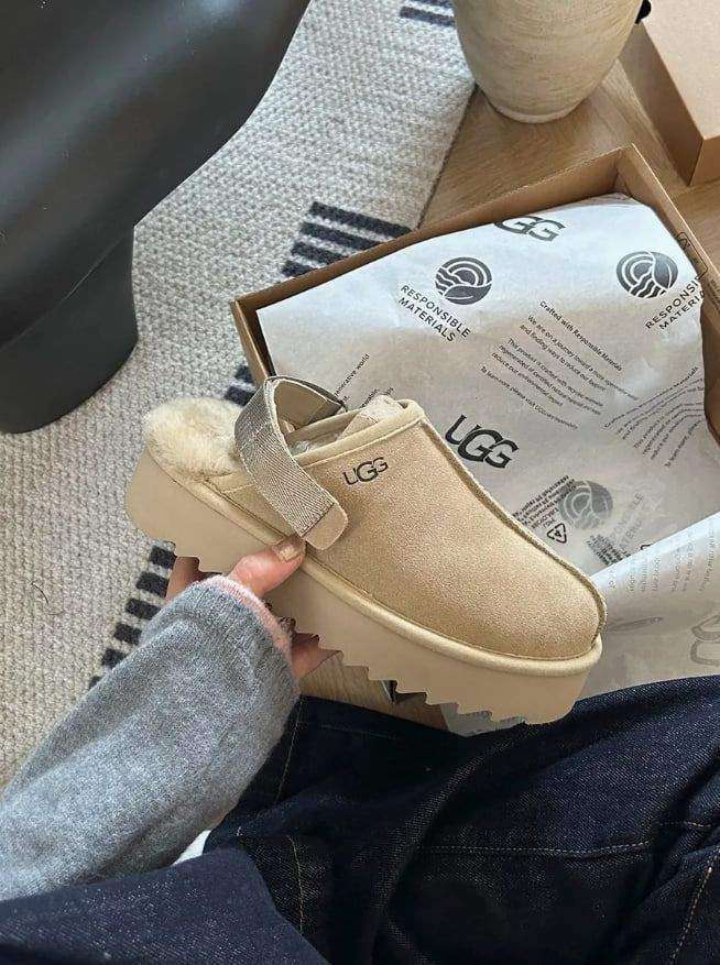 Жіночі UGG Ланах Сандалі Платформа Бежеві Lanah Clog Beige Platform — фото 8