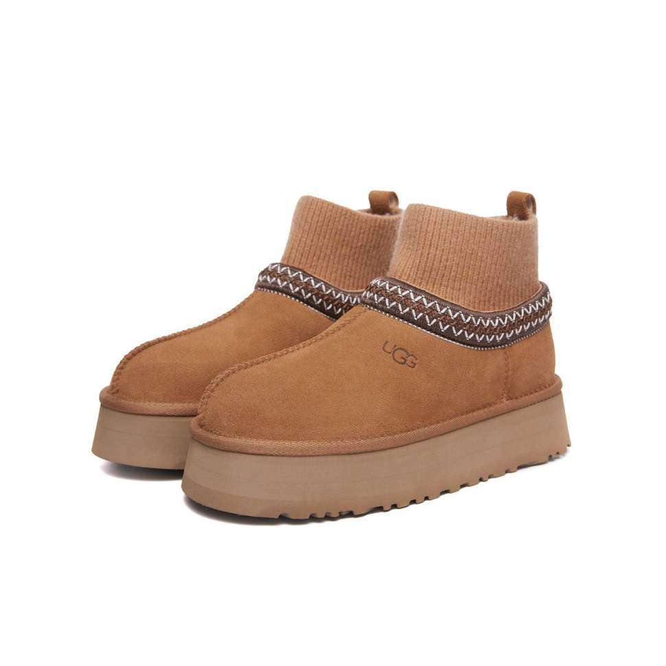 Жіночі UGG Тазз Вязані Сліппер Ультра Міні Платформа Помаранчеві Tazz Platform Knit - Chestnut — фото 2