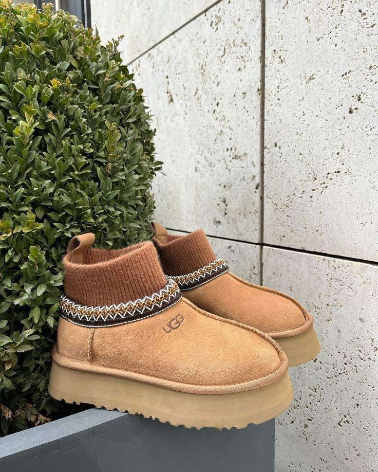 Жіночі UGG Тазз Вязані Сліппер Ультра Міні Платформа Помаранчеві Tazz Platform Knit - Chestnut — фото 10