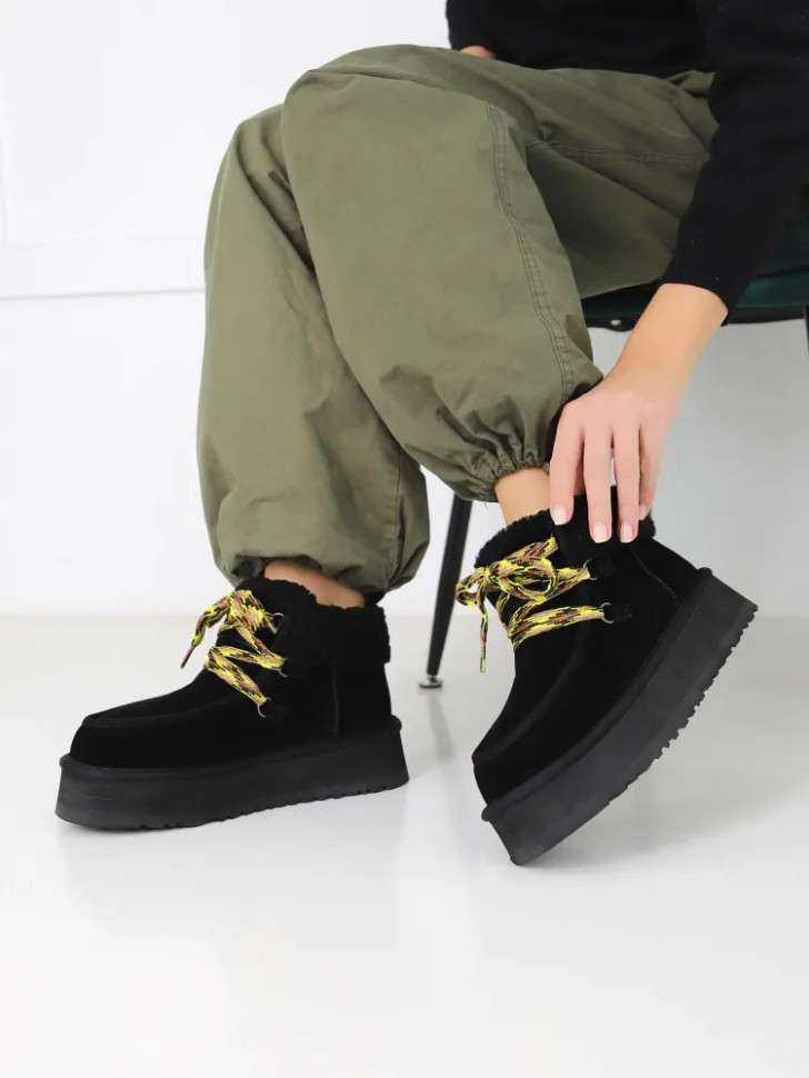 Жіночі UGG Платформа Замша Чорні Funkarra Platform Black — фото 7