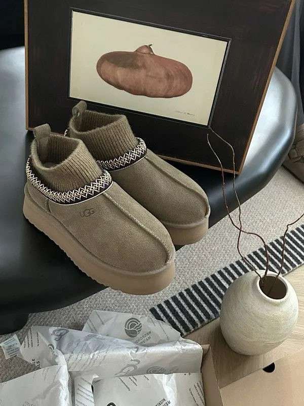 Жіночі UGG Тазз Вязані Сліппер Ультра Міні Платформа Хакі Tasman Platform Sock Khaki — фото 9