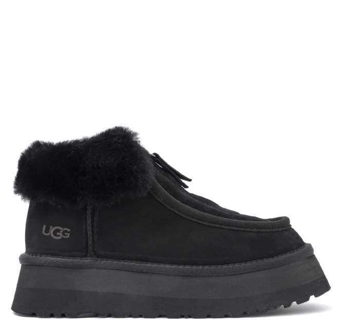 Жіночі UGG Платформа Замша Чорні з Змійкою Funkette Boot Black