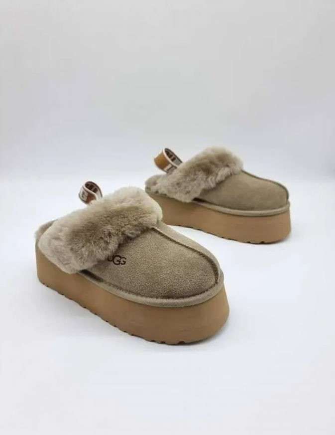 Жіночі UGG Сандалі Платформа Хакі Замша Funkette Slippers Platform TAUPE — фото 2