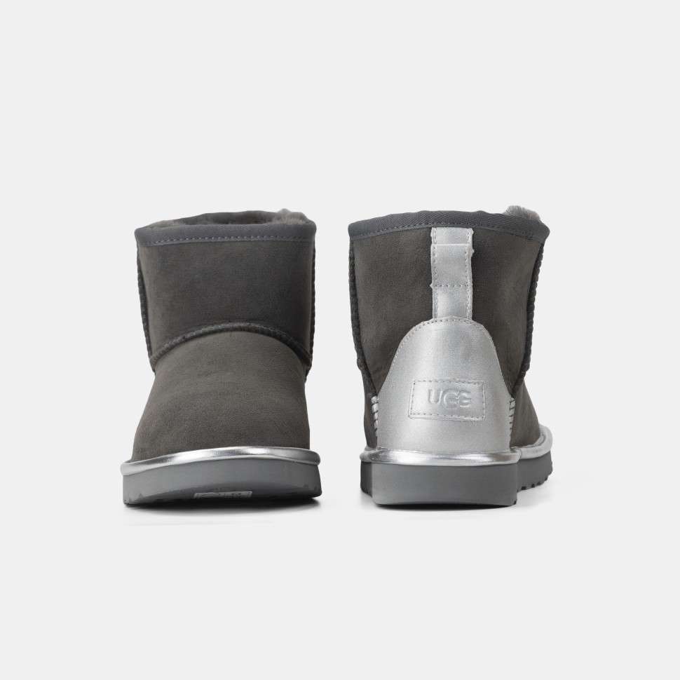 Жіночі UGG Міні Сірі Замша Металлік Classic Mini Grey Chromium — фото 2