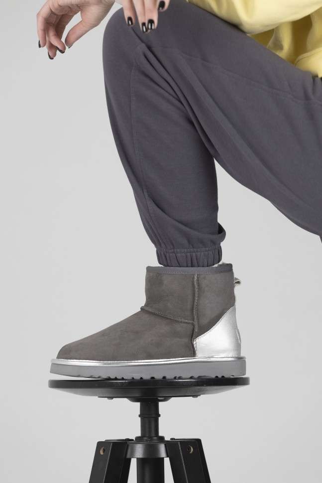 Жіночі UGG Міні Сірі Замша Металлік Classic Mini Grey Chromium — фото 11