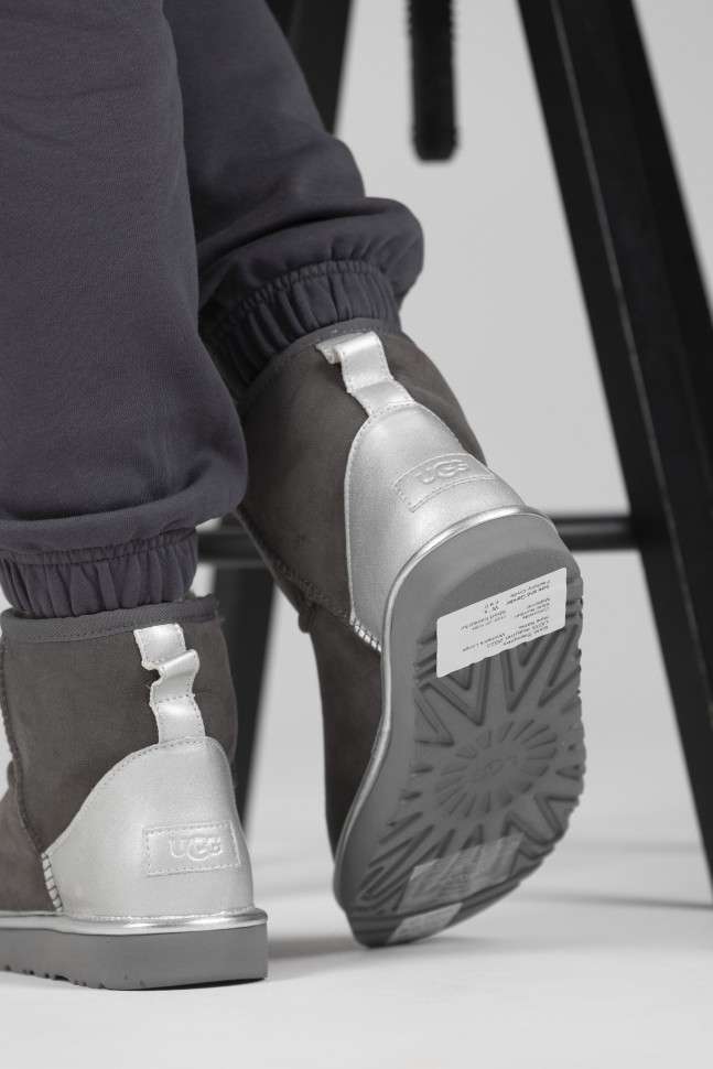 Жіночі UGG Міні Сірі Замша Металлік Classic Mini Grey Chromium — фото 15
