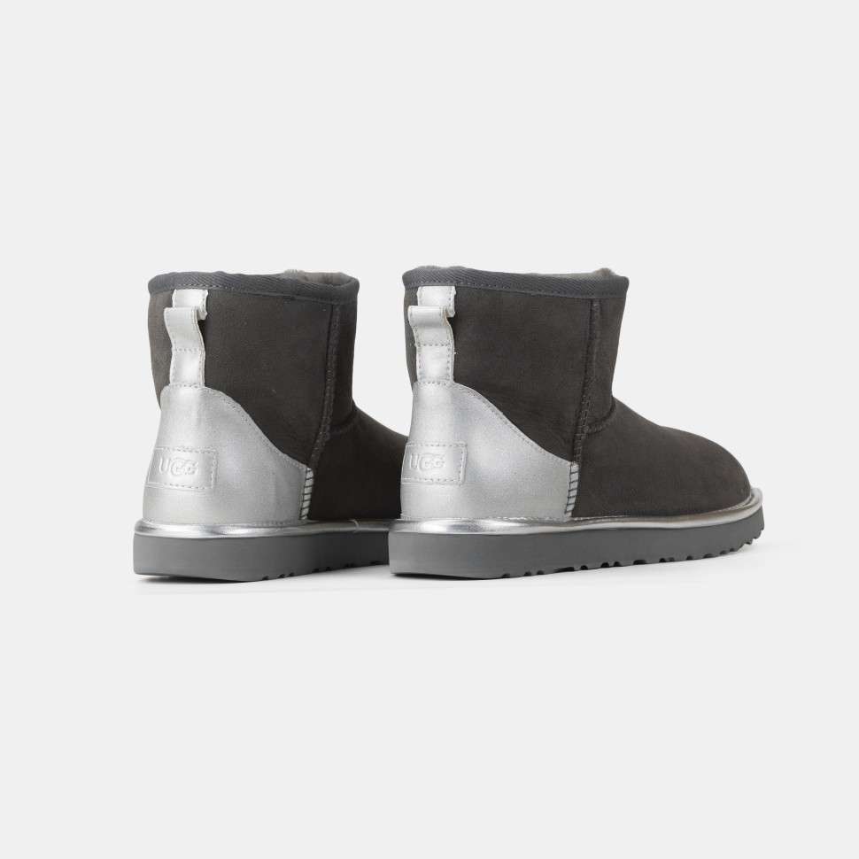 Жіночі UGG Міні Сірі Замша Металлік Classic Mini Grey Chromium — фото 5