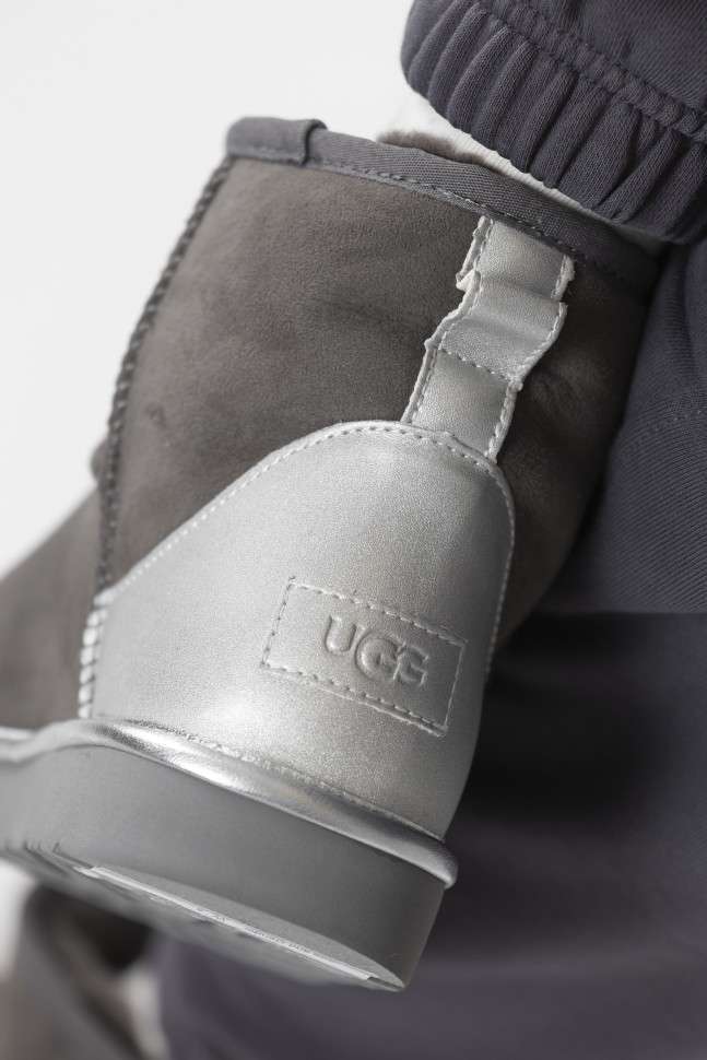 Жіночі UGG Міні Сірі Замша Металлік Classic Mini Grey Chromium — фото 9