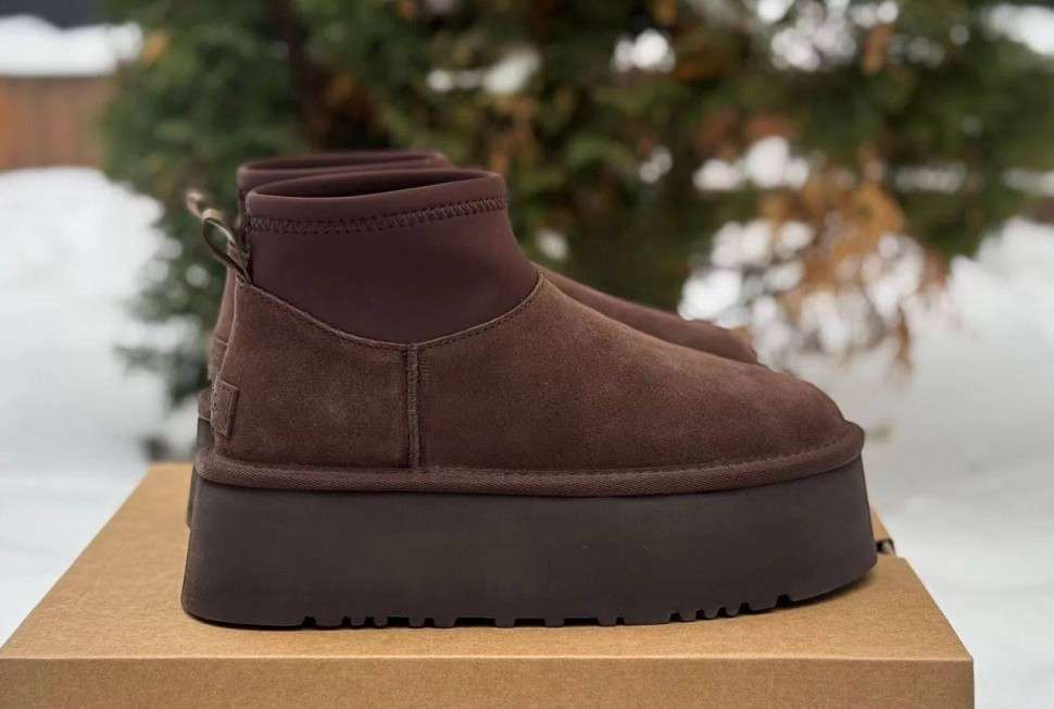 Жіночі UGG Платформа Міні Діппер Коричневі Classic Mini Dipper Platform Thundercloud Brown Chocolate — фото 4