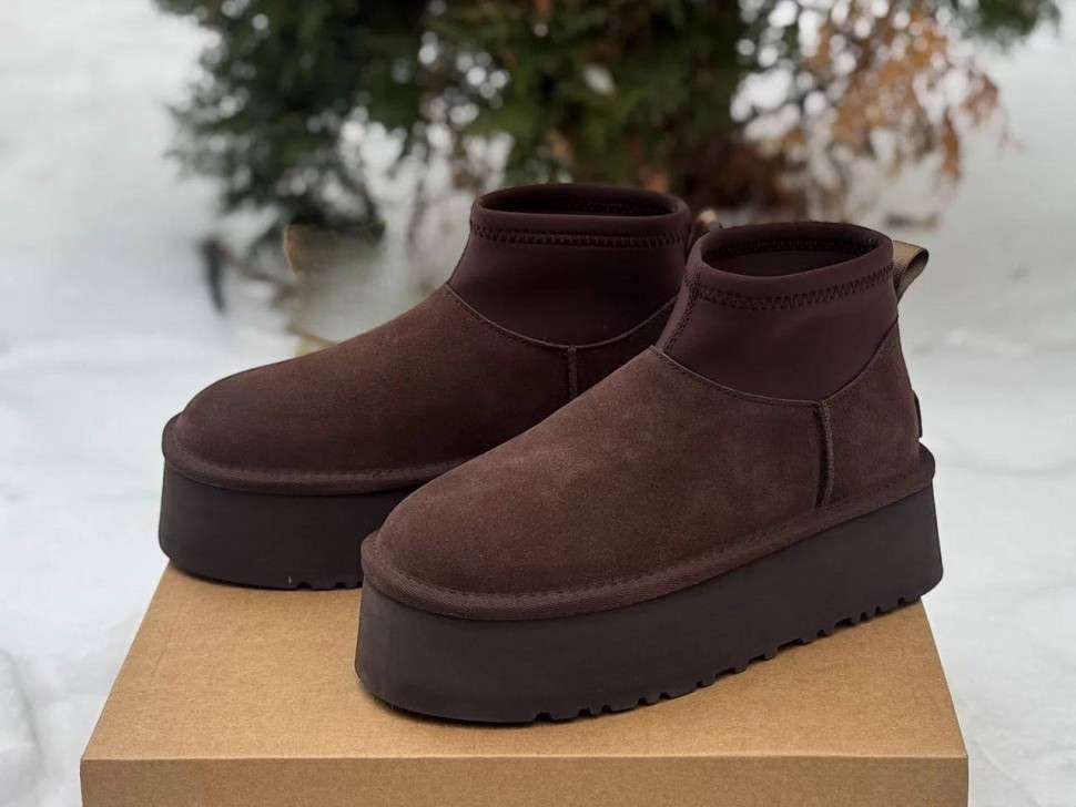 Жіночі UGG Платформа Міні Діппер Коричневі Classic Mini Dipper Platform Thundercloud Brown Chocolate — фото 5