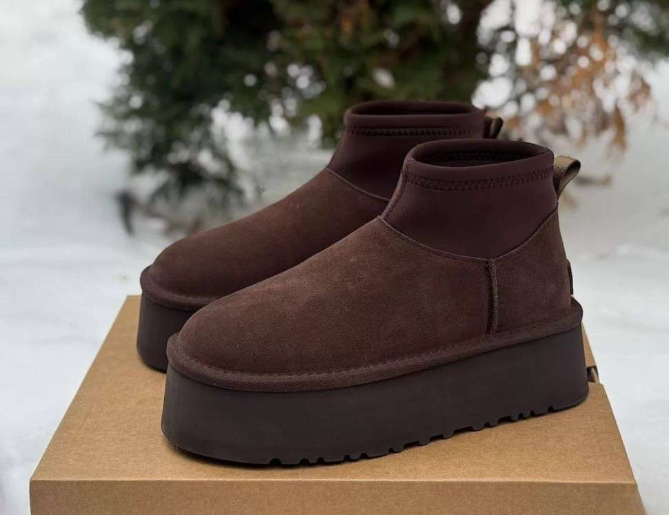 Жіночі UGG Платформа Міні Діппер Коричневі Classic Mini Dipper Platform Thundercloud Brown Chocolate — фото 6