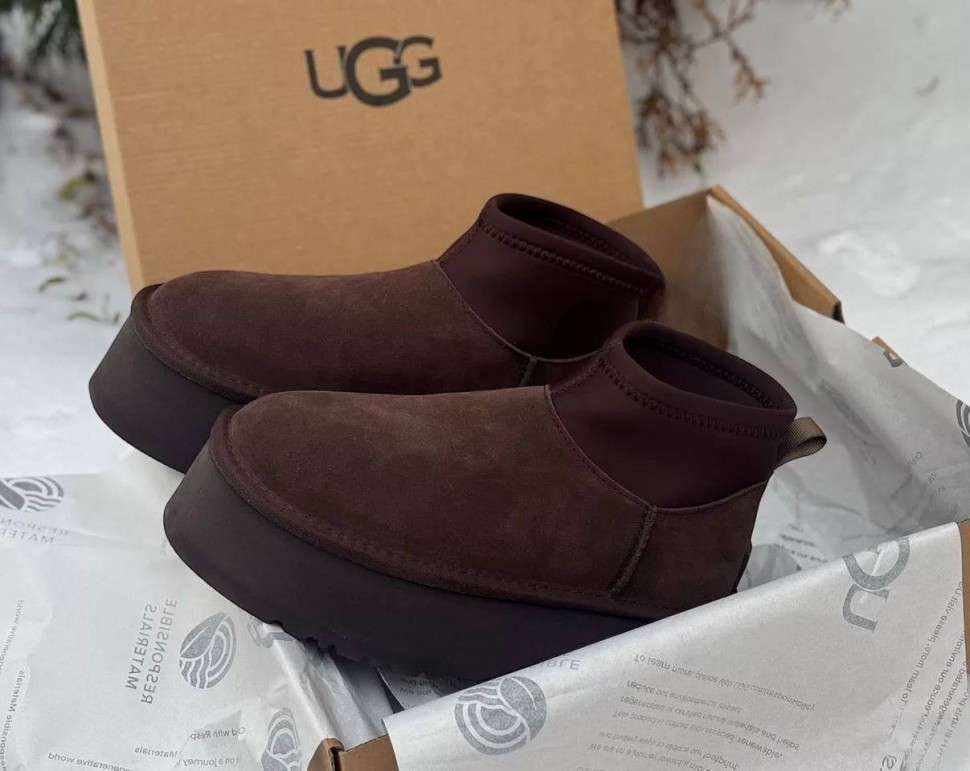 Жіночі UGG Платформа Міні Діппер Коричневі Classic Mini Dipper Platform Thundercloud Brown Chocolate — фото 7
