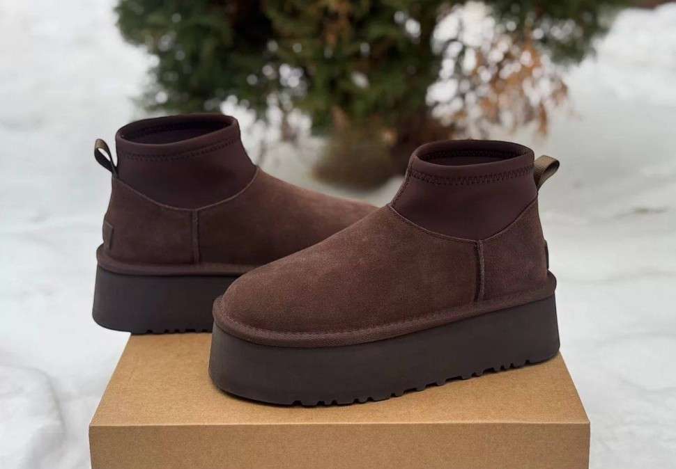 Жіночі UGG Платформа Міні Діппер Коричневі Classic Mini Dipper Platform Thundercloud Brown Chocolate — фото 8