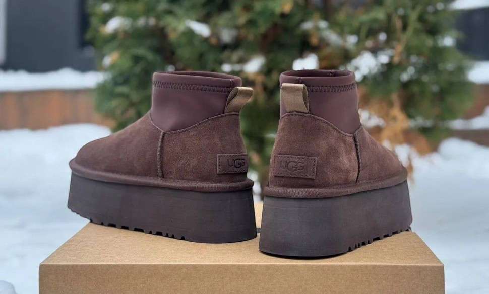 Жіночі UGG Платформа Міні Діппер Коричневі Classic Mini Dipper Platform Thundercloud Brown Chocolate — фото 9