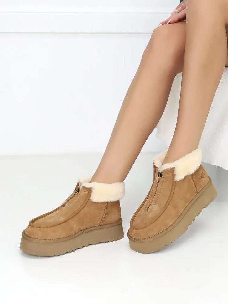 Жіночі UGG Платформа Замша Коричневі з Змійкою Funkette Boot Chestnut Suede — фото 7