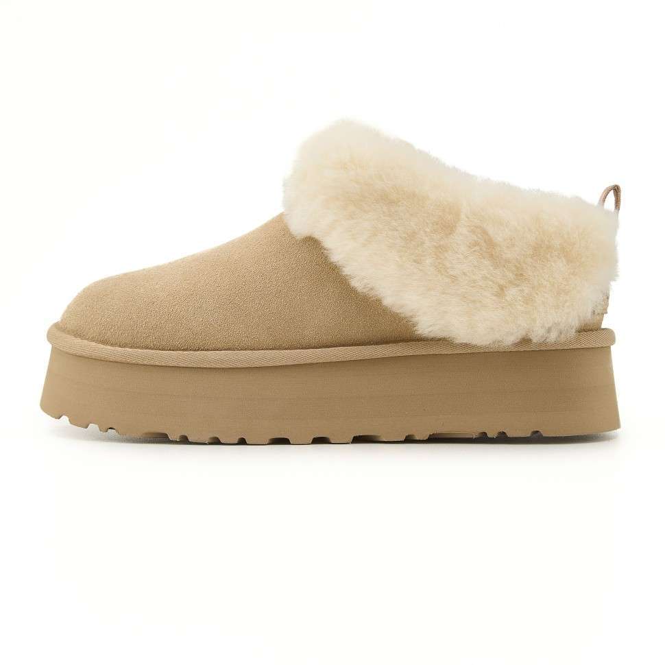 Жіночі UGG Тазель Платформа Чоботи Сліпери Тапці Бежеві Замша з Хутром Tazzelle Mustard Seed — фото 2