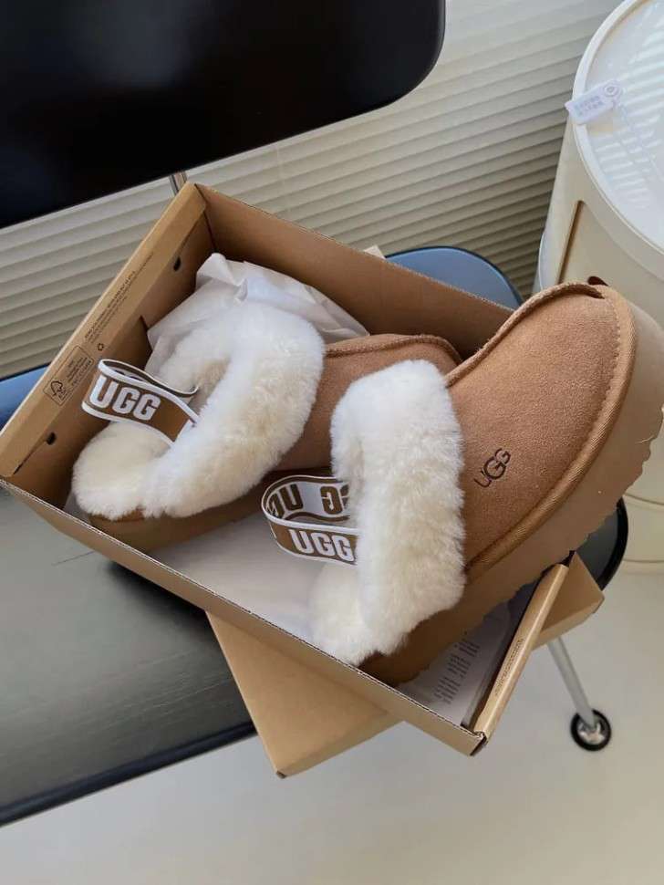 Жіночі UGG Сандалі Платформа Помаранчеві Замша Funkette Slippers Platform Chestnut v2 — фото 7