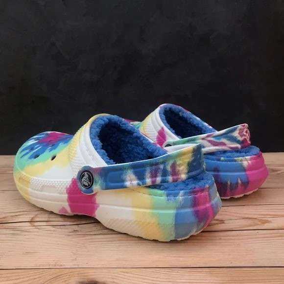 Дитячі Crocs Клог Утеплені Світло Сині Classic Lined Clog Tie Dye Powder Blue /Multi — фото 2