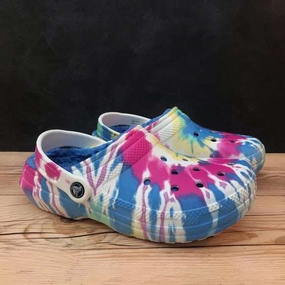 Дитячі Crocs Клог Утеплені Світло Сині Classic Lined Clog Tie Dye Powder Blue /Multi — фото 15