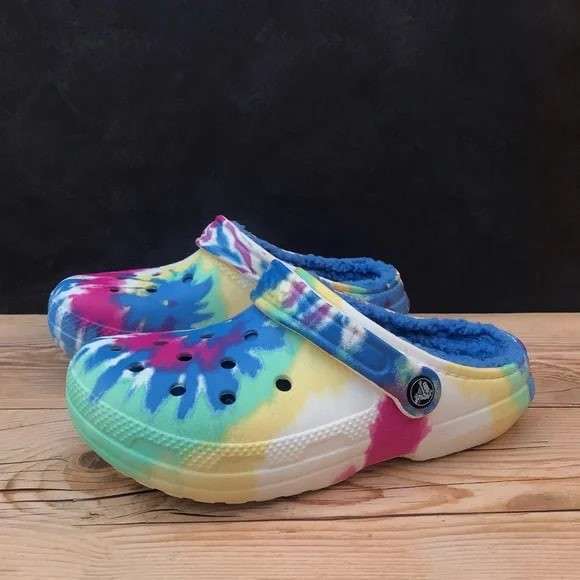 Дитячі Crocs Клог Утеплені Світло Сині Classic Lined Clog Tie Dye Powder Blue /Multi — фото 3