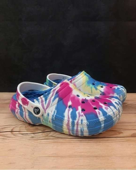 Дитячі Crocs Клог Утеплені Світло Сині Classic Lined Clog Tie Dye Powder Blue /Multi — фото 4